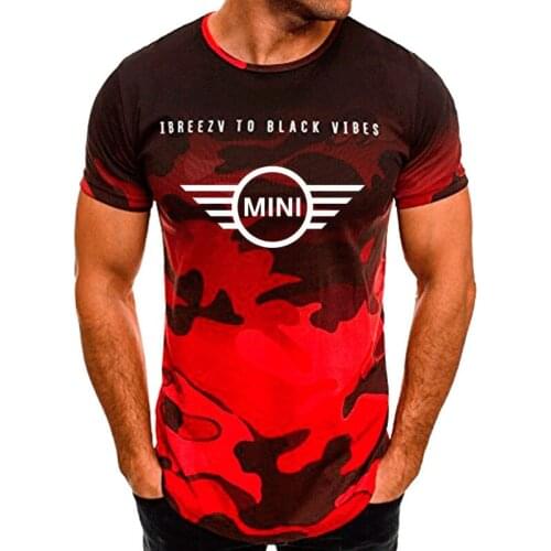Summer new Mens short sleeve MINI Logo printing casual high quality Cotton T-shirt Camouflage O-neck casual trend Mens tops