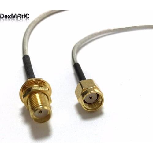 RP SMA Male with Female Pin to SMA Female Jack Nut Pigtail Cable RG405.086" 20CM 8inch