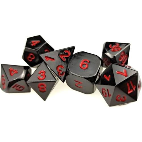 Metal DND Dice Set of 7 D&D Dice Polyhedron Black Nickel Red for Dungeons and Dragons Games