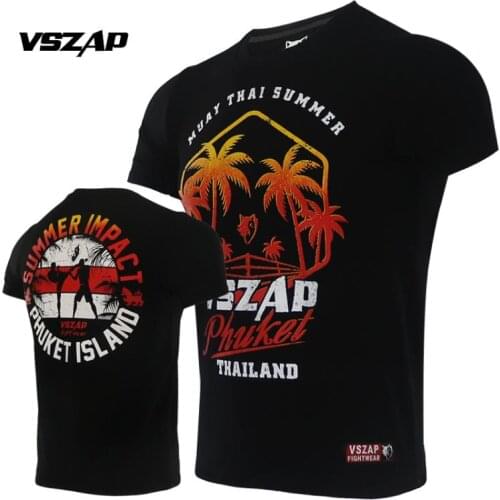 VSZAP Boxing Coconut Tree T Shirt Mens Compression Shirt MMA Fitness Muscle Fight Muay Thai Tees Jiu Jitsu Tight Fightwear