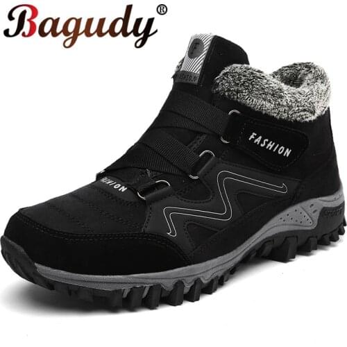 Men Winter Boots Fur Super Warm Snow Boots Plush Warm Mens Ankle Boots Comfortable High Quality Non-Slip Winter Men Shoes 39-47