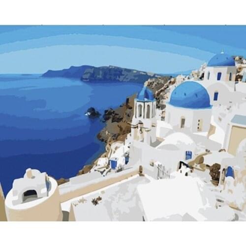 Landscape Painting By Numbers Aegean Sea On Canvas With Frame DIY Kits For Adults Oil Picture Drawing Coloring By Number Decor