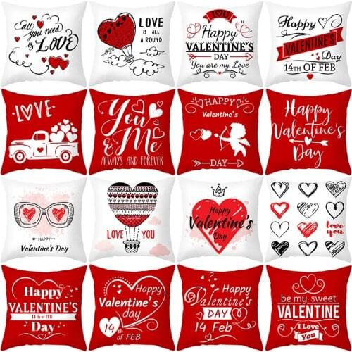 Nordic Red Love Letter Valentines Day Romantic Home Decoration Polyester Pillow Cover