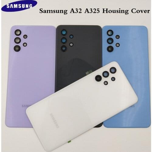 Original Samsung A32 Back Battery Cover Case Plastic Rear Housing Back Cover Replacement For Galaxy A32 5G With Camera Glass Len