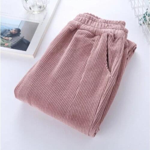 Autumn Women Corduroy Pants Women Elastic Waist Harem Pants Plus Size S-3XL Casual Trousers Loose Pants