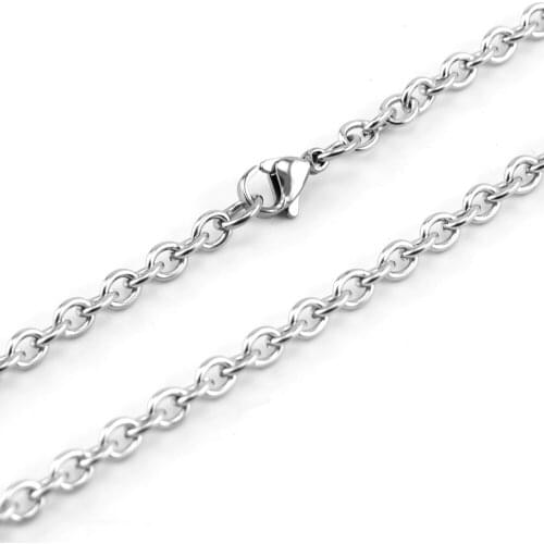 4/6/8mm 100% Stainless Steel Silver Color Rolo Link Chain Neckalce DIY Jewelry Making Acero Inoxidable Cadenas Wholesale 10pcs