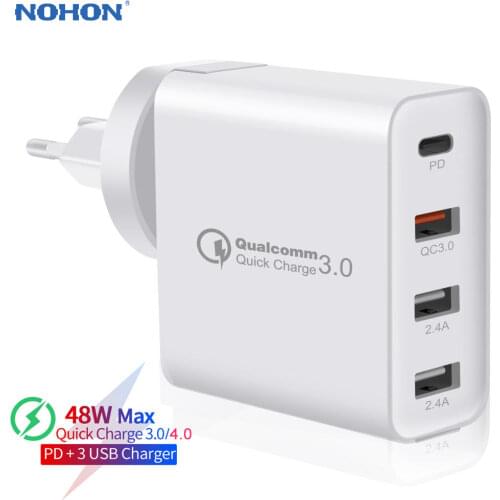 48W Type C USB PD Charger for iPhone 11 XS Max Samsung Huawei iPad Pro QC 3.0 Quick Charger US EU Plug Fast Wall Charger Adapter