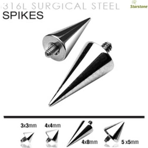 10Pcs 3-5mm 1.2/1.0mm Surgical Steel Spikes Piercing Ball Parts Belly Labret Eyebrow Nose Nipple Horseshoe Tongue Ring Piercings