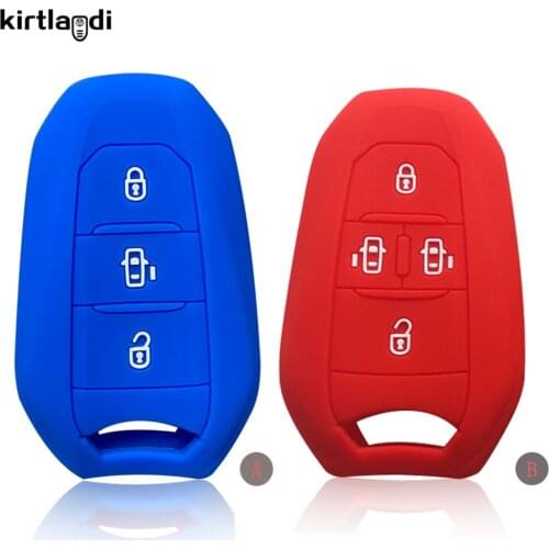 Silicone Car Key Case Fob Shell Cover for Peugeot Traveller Expert for Citroen Spacetourer Jumpy Dispatch 2016-2019 Key Holder