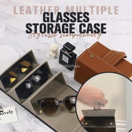 Portable Glasses Organizer 2/3/4/5/6 Multi-slot Eyeglasses Storage Display Folding Sunglasses PU Leather Case Dropshipping