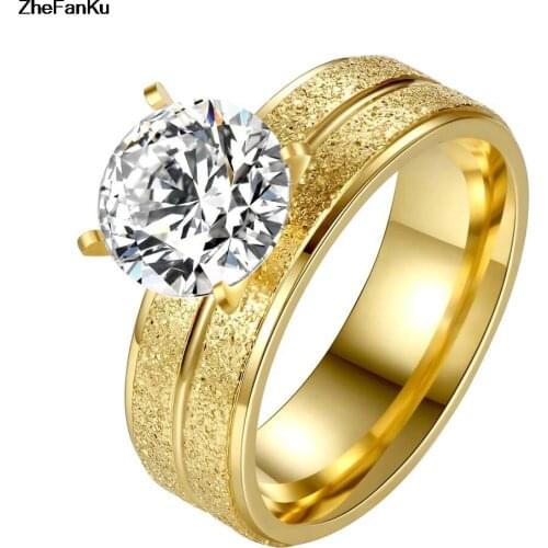 Rhinestone Rings Classic Four Prong Alloy Wedding Rings Engagement Rings For Women Party Gifts