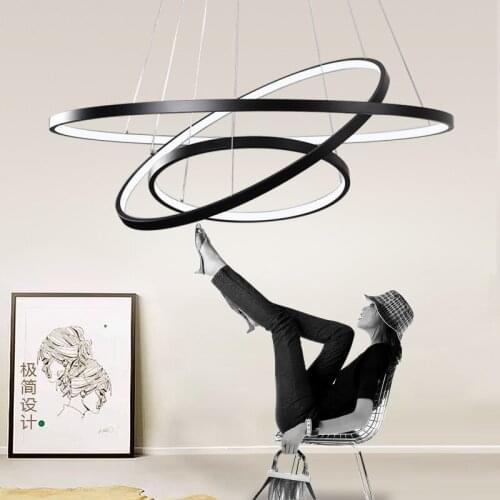 Black Rings LED pendant light Lamp metal bedside lighting fixtures for living room dinning room kitchen Restaurant Hanglamp
