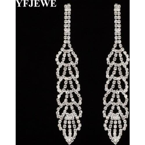 YFJEWE New Arrival Bridal Tassel Drop Earrings Sparkling Full Rhinestone Crystal Long Dangle Earrings Wedding Jewelry E453