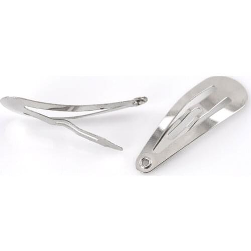 Doreen Box hot- Prong Snap Hair Clips Silver Color 3.1x1.1cm,100PCs (B22101)