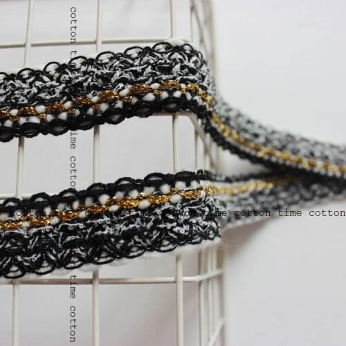 3yards/lot tweed webbing 3cm wide golden mixed ribbon with sequins in vintage style accessory for bag garment free shipping