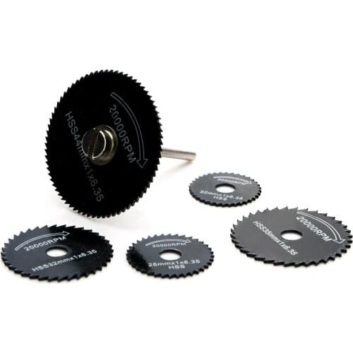 6pcs HSS Circular Saw Blade Cutting Discs Power Tools 22mm/25mm/32mm/35mm/44mm Cut Off Wheel For Rotary Tool With Shank Mandrel