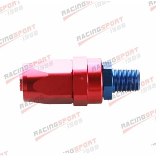 -8 AN To 1/4" NPT Aluminum Straight Swivel Oil Gas Line Hose End Fitting Black/red-blue
