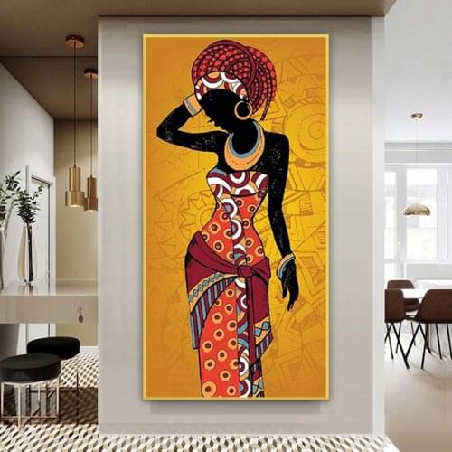 Abstract African Woman Canvas Painting Modern Wall Art Posters and Prints Simplicity Decoration Pictures for Living Room Mural