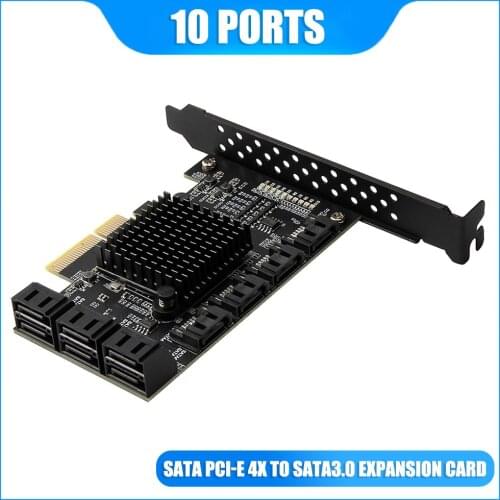 SATA PCI-E Adapter 10 Ports PCI Express X4 To SATA 3.0 6Gbps Interface Rate Expansion Card Controller for HDD ASM1166