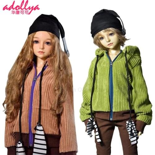 Adollya BJD Doll Accessories Clothes Brown Casual Pants Corduroy Brown Hoodie Clothes for Dolls Suitable for 1/3 1/4 1/6 Dolls