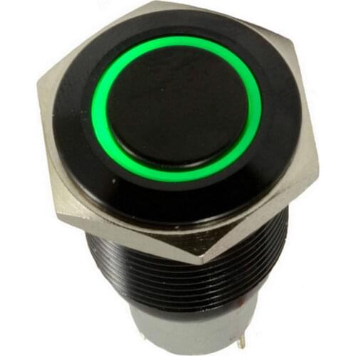 Car 16mm 12V 3A Green LED Light Lamp Button Toggle Switch Black Case Metal Sales