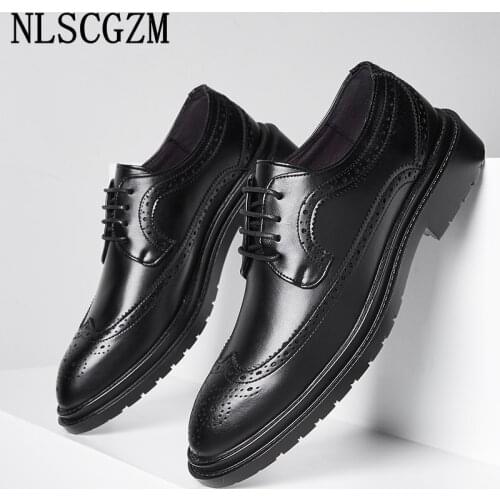 Brogue Shoes Men Dress Formal Shoes Men Classic Coiffeur Business Shoes Men Oxford Leather Luxury Brand Chaussure Homme Ayakkabi