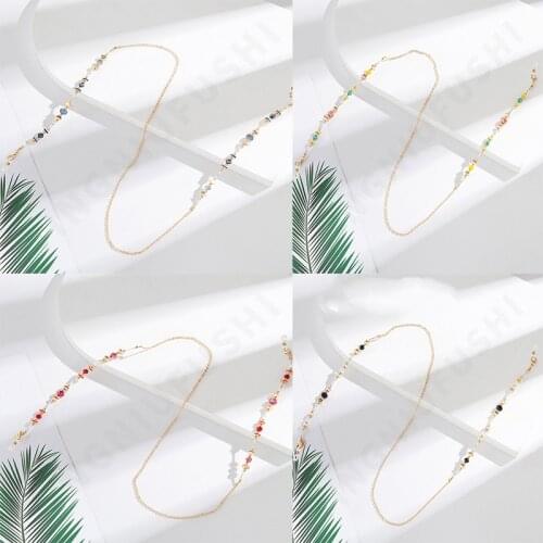 Fashion Alloy Glasses Neck Strap Chain Crystal Beaded Black Beads Eyeglasses Necklace Metal Sunglasses Cord Lanyard Anti-slip