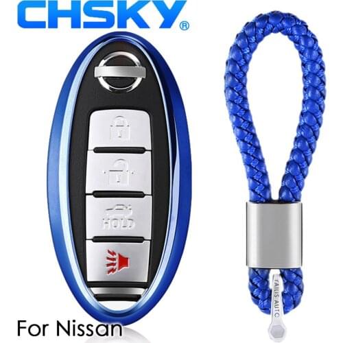 CHSKY Car Styling Soft TPU Car Key Case Shell Braided Buckle For Nissan X-Trail Sunny Car key Cover Case Car Accessories