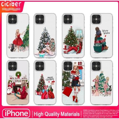 Merry Christma Girl Gift Case for iPhone 11 12 Pro Max mini 7 6 6S 8 Plus 5 SE 2020 Cases Cover For iPhone X XR XS Max TPU Funda