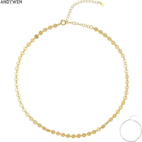 ANDYWEN 925 Sterling Silver Gold Coins Choker Necklace Chains Women 2020 Fashion Jewelry Rock Punk Neck Jewerly Party Luxury