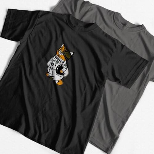 COOLMIND 100% cotton cool short sleeve space cat print men tshirt casual summer cat men t shirt loose t-shirt men tee shirts top