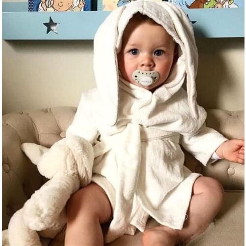 Bunny Ear Hooded Kids Baby Bathrobe Bath Towels Boy Girl Sleepwear Toddler Shower Spa Bathing Baby Bathrobes 1-5Y