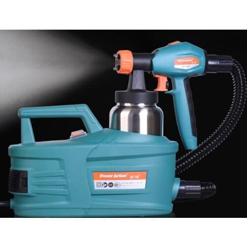 High-pressure electric spray gun latex paint oil flow control air removal of formaldehyde