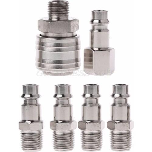 6 Pcs EURO Air Line Hose Compressor Fitting Connector Quick Release Set 1/4" BSP Drop Shipping