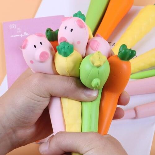 TUTU Cute Cartoon Carrot Cactus Fruit Pig Gel Pen Black Decompression 0.5mm for Kids Girls Gifts School Office Supplies H0402