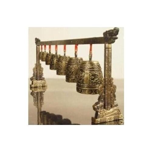 Free Shipping Meditation Gong with 7 Ornate Bell with Dragon Design Chinese Musical Instrument