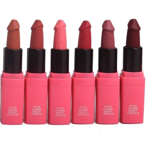 Mushroom maquiagem 12 Colors Penis Shape Lips Makeup Matte Lipstick Moisture Cosmetic Lipstick red Lip matte lipstick waterproof