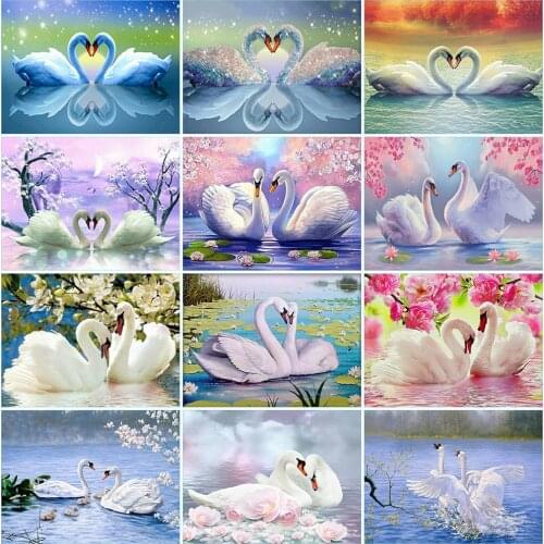 HUACAN 5D DIY Diamond Painting Swan Full Square New Arrival Sale Diamond Embroidery Animal Handicraft Decor For Home