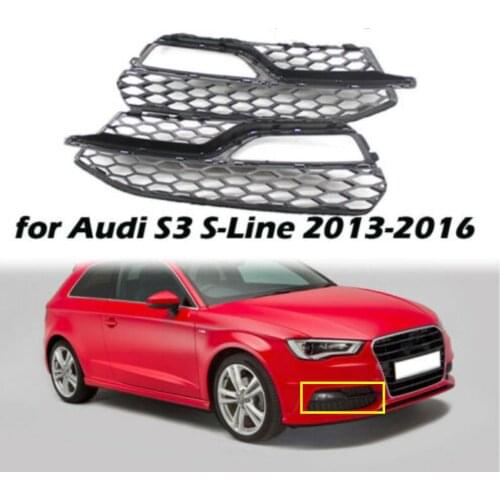 JanDeNing 2PCS Front bumper Left& Right Side Fog Light Lower Grille Cover For Audi A3 S3 S-Line 2014-2016