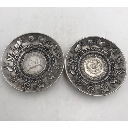 China White copper archaize zodiac dish crafts statue