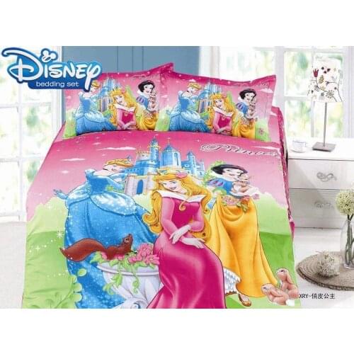 Disney cartoon Princess twin size bedding sets for girls bedroom decor duvet cover set 3/4pcs single size fitted sheet hot sale