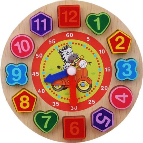 Colorful Wooden Toy 12 Numbers Clock Toy Digital Geometry Cognitive Matching Clock Toy Baby Kids Early Educational Toy Puzzles