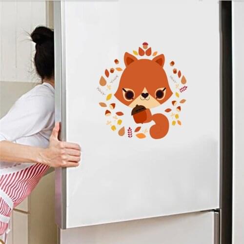 Lovely Baby Fox Decorative Stickers For Bathroom Refrigerator Home Decoration Diy Cartoon Animal Wall Mural Art Diy Pvc Decals