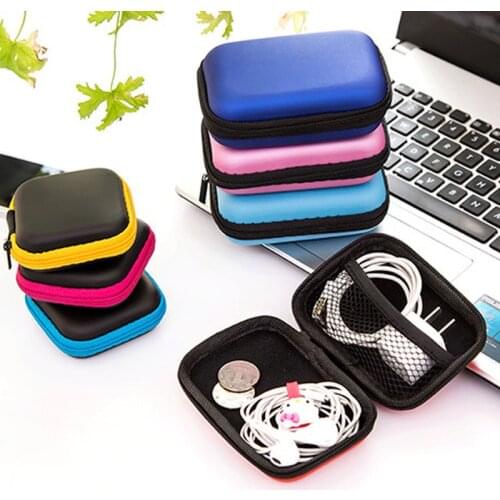 Multiple Colour Portable Case for Headphones Mini Zippered Round Storage Hard Bag Headset Box SD TF Cards Storage Bag Coin Purse