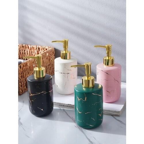European Style Marbled Soap Bottle Fo Household Bathroom Shower Shampoo Hand Soap Facial Cleanser and Shampoo Dispenser Bottl