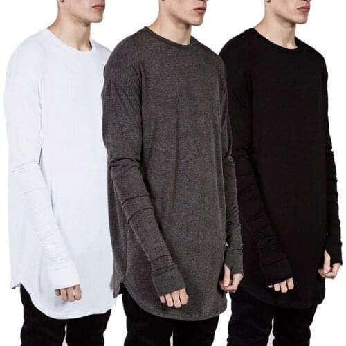 2020 New Fashion Hip Hop Long Sleeves Ripped Cuff Long Sleeve Men T-shirt High Street Casual Tshirt Men