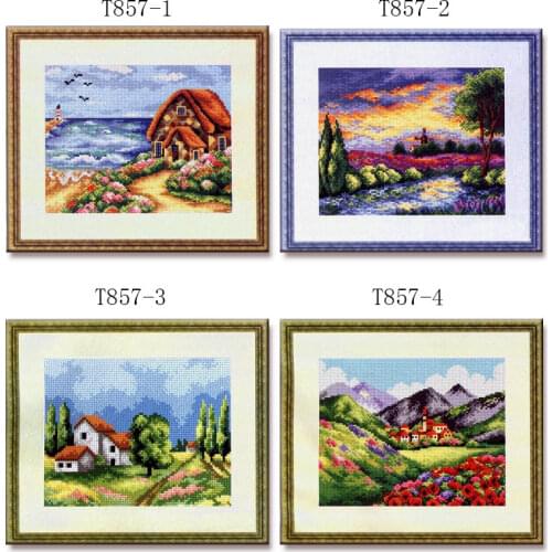 Fishxx Cross Stitch T857 Spring Landscape Pastoral Four Pattern Hand Embroidery Kit