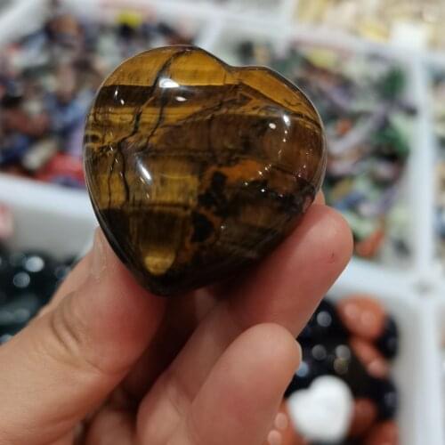 Natural Tigers Eye Hand-carved Heart-shaped Energy Healing Stone Home Decor Love Gem DIY Jewelry Design
