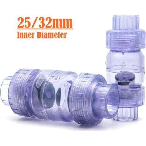 1pcs Inner Diameter 25mm/32mm Check Valve Transparent PVC Aquarium Connectors Fish Tank Water Cycle Fitting