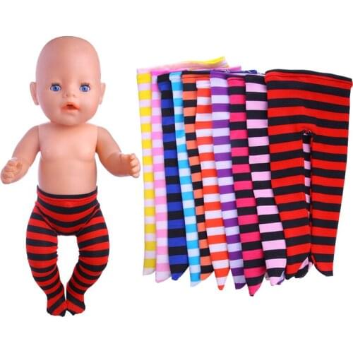 Doll Clothes Stripes Printing Leggings Pants For 18 Inch Doll & 43 Cm Baby Doll For Our Generation Girl`s Toy
